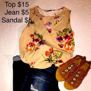 Casual Top and Torn Jean